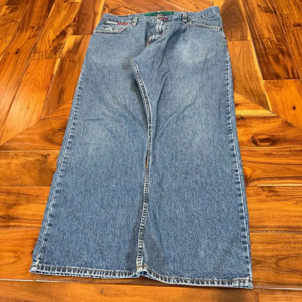Vintage 90s Tommy  Hilfiger Jeans Baggy Wide Leg Denim Pants Size 38x30